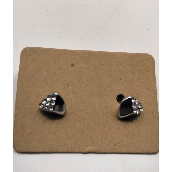 Silver Tone Rhinestone Pierced Earrings Stud Posts - Picture 1 of 3